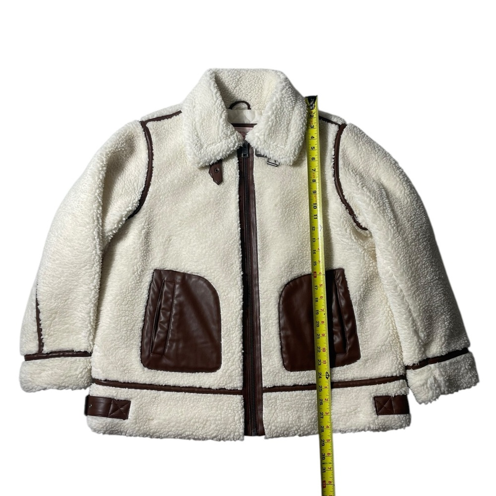 Levi's Faux Sherpa Moto Coat Jacket Women's size 1X white brown quilted NWT $290 - Picture 5 of 9